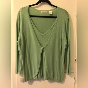 Light Green V-Neck Cardigan